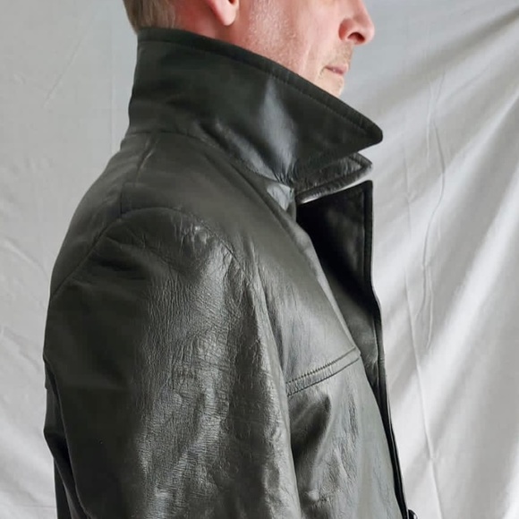 Vintage Olive Green Leather Jacket - Picture 4 of 6